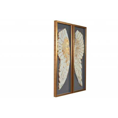 51" x 2" x 47" White And Gold, Glass - Shadow Box
