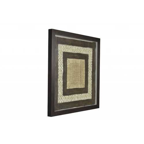 26" x 2" x 35" 35'' Brown, Wood, Fabric And Glass - Shadow Box