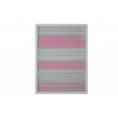 Fun White And Pink Stripes Shadow Box Wall Art