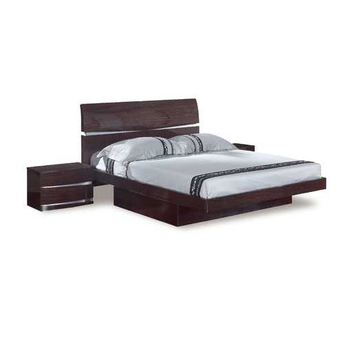 80'' X 79''  X 42.5'' Modern Eastern King Wenge High Gloss Bed