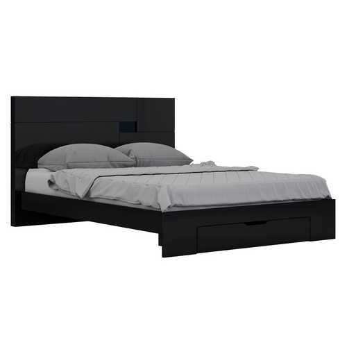 79'' X 80''  X 43'' Modern Eastern King Black High Gloss Bed