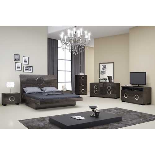 84" X 87"  X 40" 4pc California King Modern Gray High Gloss Bedroom Set