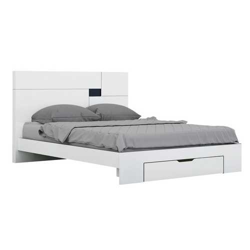 60'' X 80''  X 43'' Modern Queen White High Gloss Bed