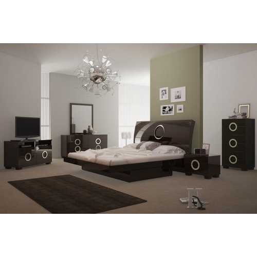84" X 87"  X 40"  4pc California King Modern Wenge High Gloss Bedroom Set