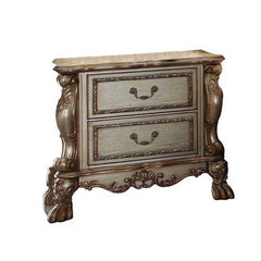 20" X 32" X 31" Gold Patina Bone Wood Poly Resin Nightstand