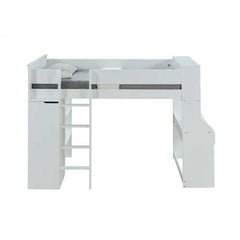 45" X 92" X 66" White Wood Veneer (Laminated) Loft Bed