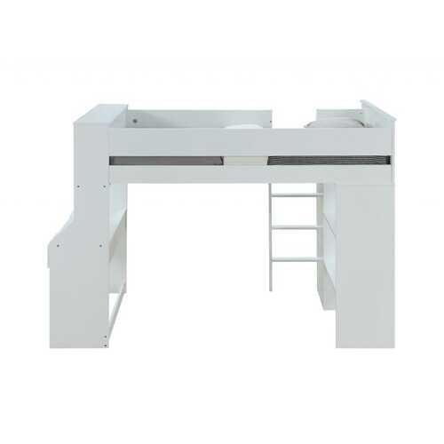45" X 92" X 66" White Wood Veneer (Laminated) Loft Bed