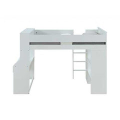 45" X 92" X 66" White Wood Veneer (Laminated) Loft Bed