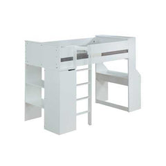 45" X 92" X 66" White Wood Veneer (Laminated) Loft Bed