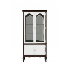 18" X 39" X 78" Walnut White Wood Curio Cabinet