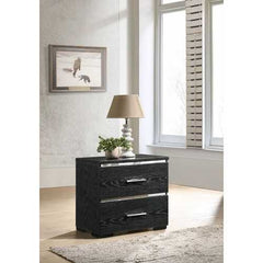 15" X 22" X 23" Black (High Gloss) Wood Veneer (Paper) Nightstand
