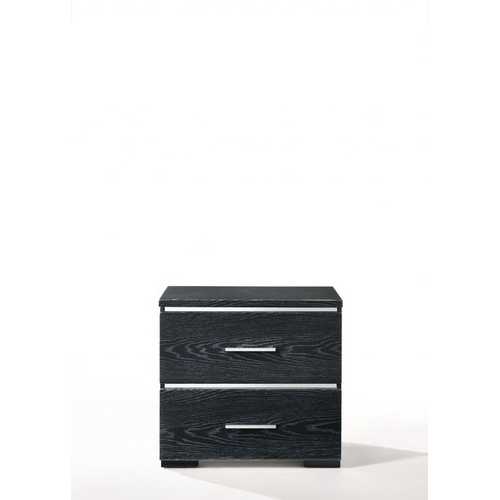 15" X 22" X 23" Black (High Gloss) Wood Veneer (Paper) Nightstand