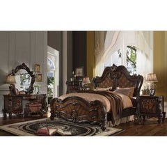 90" X 93" X 76" Cherry Oak Wood Poly Resin Eastern King Bed