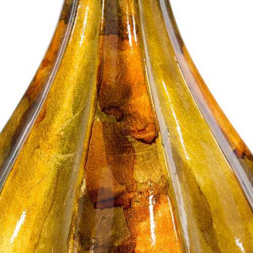 Kya Copper Brown Amber Foil and Lacquer Teardrop Vase