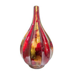 Kya Red Copper and Gold Foil and Lacquer Teardrop Vase