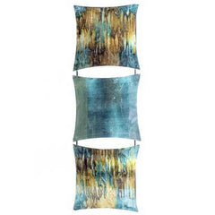 8" X 2.75" X 24.5" Turquoise Copper and Bronze Metal Vertical Panel Wall Decor
