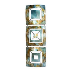 8" X 2.75" X 25" Turquoise Copper and Bronze Metal Vertical Panel Wall Decor