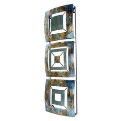 8" X 2.75" X 25" Turquoise Copper and Bronze Metal Vertical Panel Wall Decor