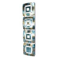 8" X 2.75" X 32.5" Turquoise Copper and Bronze Metal Vertical Panel Wall Decor