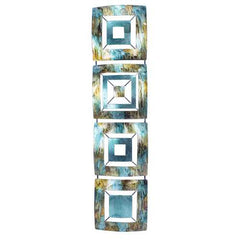 8" X 2.75" X 32.5" Turquoise Copper and Bronze Metal Vertical Panel Wall Decor