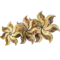 17.25" X 2" X 17.25" Gold Copper Brown Metal Small Flower Metal Wall Decor
