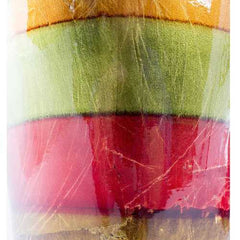 8.75" X 8.75" X 21.25" Green Red Brown Copper Ceramic Striped and Lacquered Vase