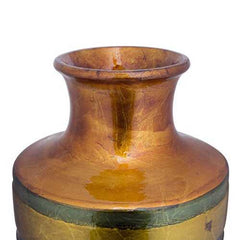 8.75" X 8.75" X 24" Orange Green Amber Brown Ceramic Lacquered Striped Large Cylinder Vase