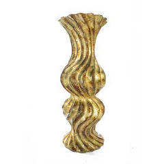 8.25" X 8.25" X 22" Gold Green Red Ceramic Foiled and Lacquered Textured Vase