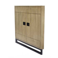 31" X 17" X 32" Natural MDF  Wood  Metal Door Corner Cabinet