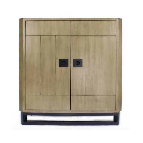 31" X 17" X 32" Natural MDF  Wood  Metal Door Corner Cabinet