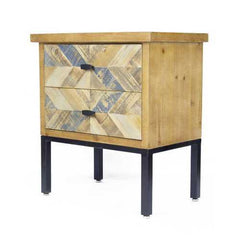 24" X 15" X 26" Elm with Gray Iron  Wood  MDF 2Drawer Parquet Accent Cabinet