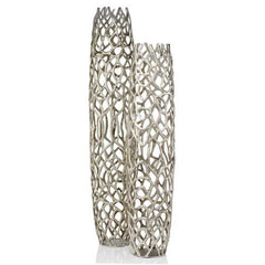 9" x 9" x 40" Rough Silver Extra Large Twigs Barrel Floor Vase