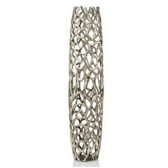9" x 9" x 40" Rough Silver Extra Large Twigs Barrel Floor Vase
