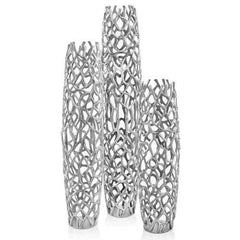 9" x 9" x 40" Rough Silver Extra Large Twigs Barrel Floor Vase