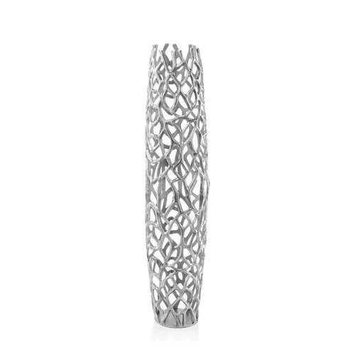 9" x 9" x 40" Rough Silver Extra Large Twigs Barrel Floor Vase