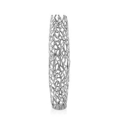 9" x 9" x 40" Rough Silver Extra Large Twigs Barrel Floor Vase