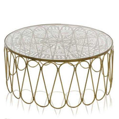 39" x 39" x 18" Antique Brass Wire Work Coffee Table