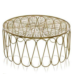 39" x 39" x 18" Antique Brass Wire Work Coffee Table