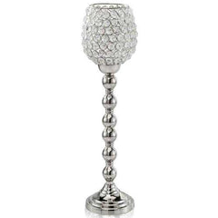 5" x 5" x 18" Silver Crystal Tall Candleholder
