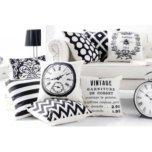 18"x18" Black and White Chevron Decorative Throw Pillow Cover