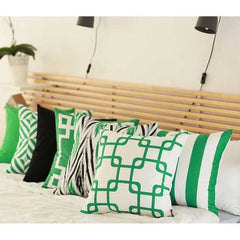 18"x18" Geometric Green Lit Decorative Throw Pillow Cover Printed