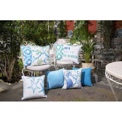 18"x18"Turquiose Marine Moroccon Stars Decorative Throw Pillow Cover