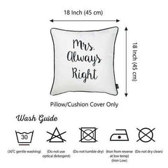 18"x18" Skandi Mrs. Right Decorative Throw Pillow Cover Printed