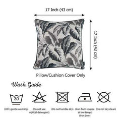 17"x 17"Grey Jacquard Tropical Leaf Decorative Throw Pillow Cover