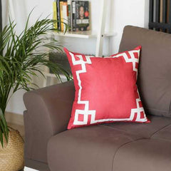 18"x18"Red and White Geometric Decorative Throw Pillow Cover