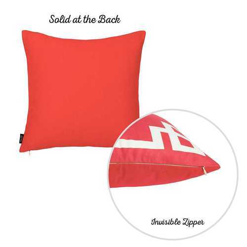 18"x18"Red and White Geometric Decorative Throw Pillow Cover
