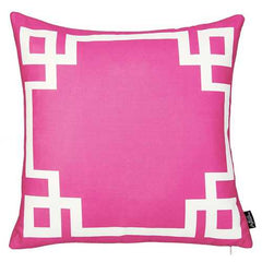 18"x18"Pink and White Geometric Decorative Throw Pillow Cover