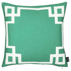 18"x18"Green and White Geometric Decorative Throw Pillow Cover