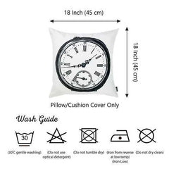18"x18" Black and White Clock Decorative Throw Pillow Cover Printed