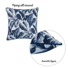 17"x 17" Jacquard Tropical Sky Leaf Decorative Throw Pillow Cover